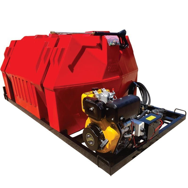 1000l Mobile High Pressure Washer Diesel-Electric-Start-241Bar-Horizontal Unit - Pressure Washers | TradeQuip SA