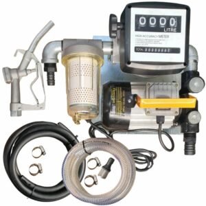 60lt Flowpump - 220v Diesel pump kit with transparent dirt filter - Fully assembled on wall-mount plate - Diesel Pumps & Accessories | TradeQuip SA