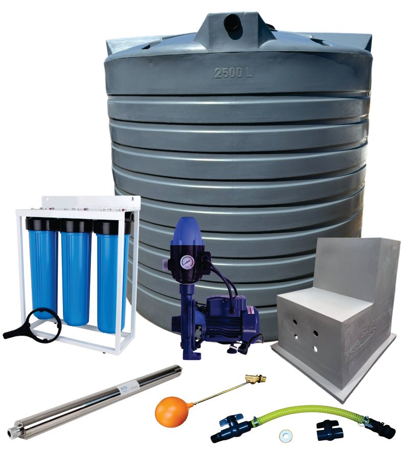 Water tank Combo Full House: 10 000l Water tank & 0.55kw Flowpump Monoblock Water Pump - Water Pumps & Booster Pumps | TradeQuip SA