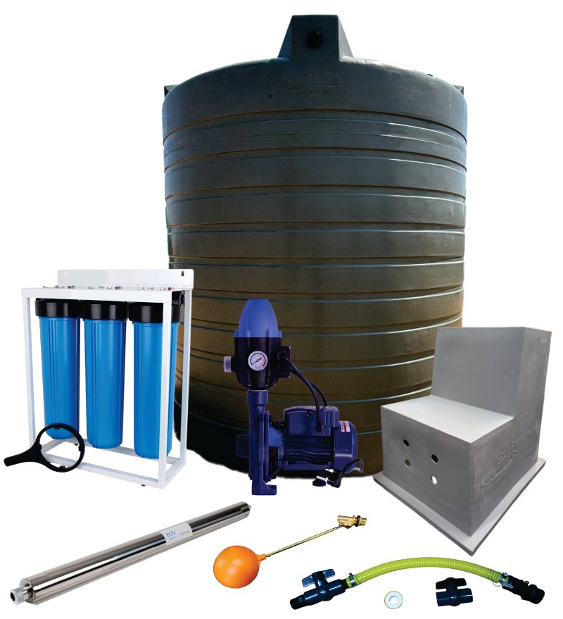 Water tank Combo Full House: 5000l Water tank & 0.55kw Flowpump Monoblock Water Pump - Water Pumps & Booster Pumps | TradeQuip SA
